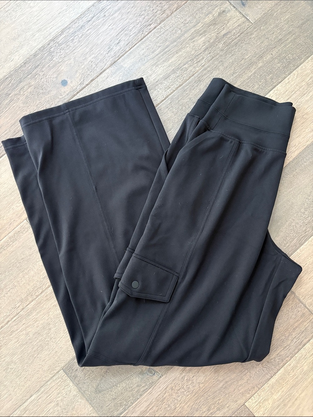 Athleta Black Cargo Track Wide Legged Pants